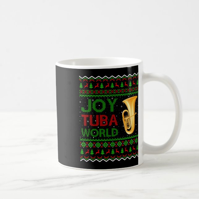 Joy Tuba World Music Älskare Julafton Gift Ugly Tu Kaffemugg (Höger)