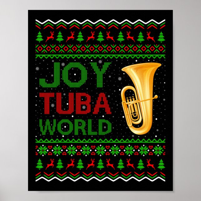 Joy Tuba World Music Älskare Julafton Gift Ugly Tu Poster (Framsidan)