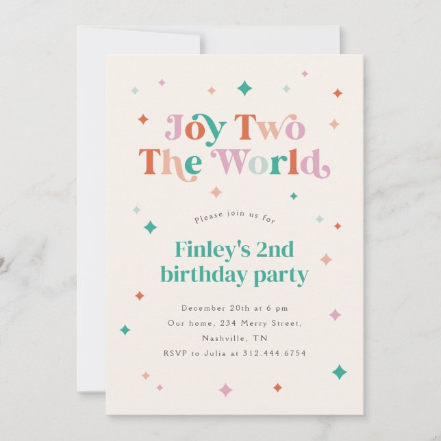 Joy Two World Birthday Party Inbjudningar (Framsida)