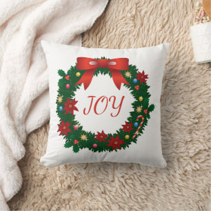 "Joy" Typografi Julkrans Kudde