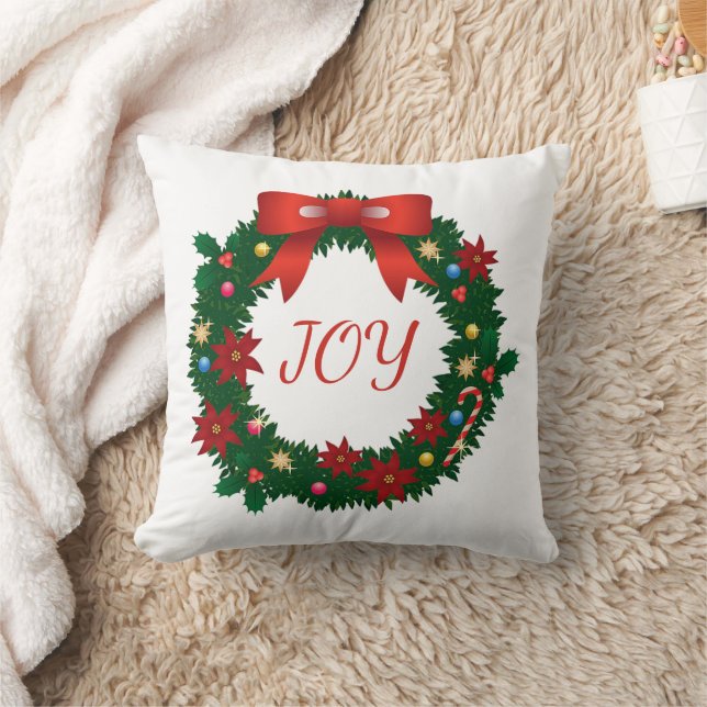 "Joy" Typografi Julkrans Kudde (Filt)