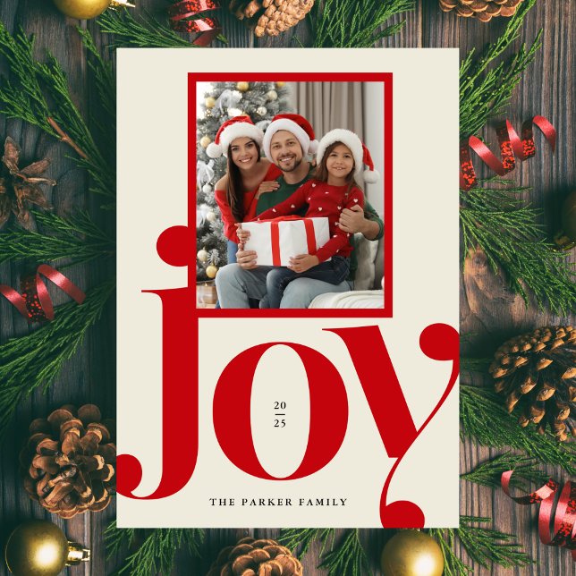Joy Typography Festive Flat Helgdag Card Julkort (Skapare uppladdad)