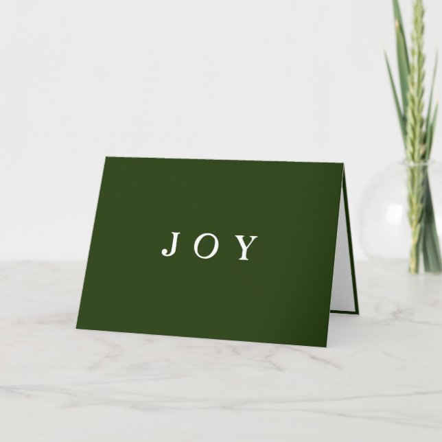 JOY Typography Grönt Simple Modern Helgdag Card Helgkort (Framsida)