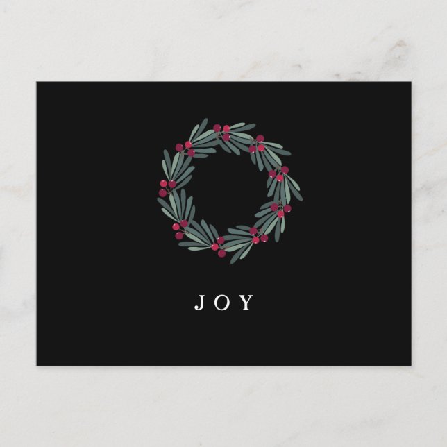 "JOY" Typography Holly Berry Wandan Helgdag Vykort (Framsida)