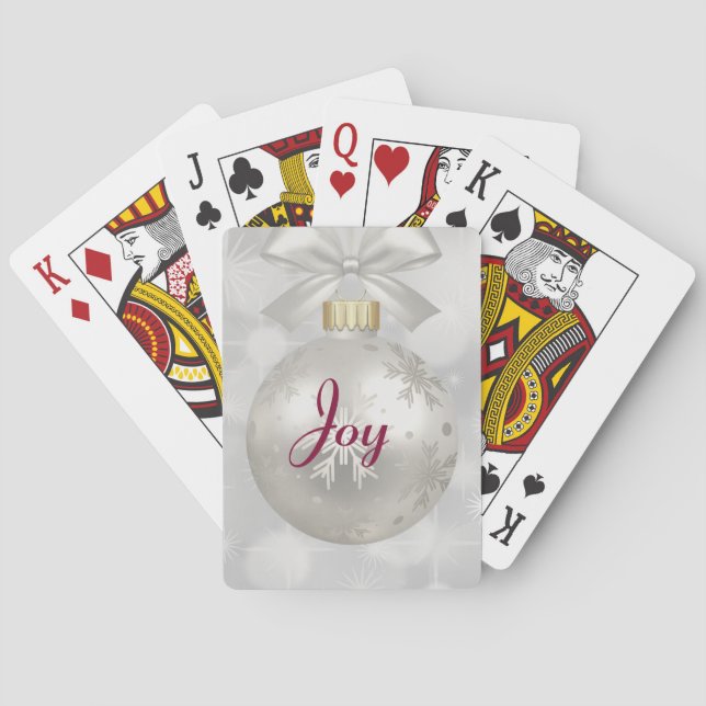 Joy Typography med Elegant Silver jul Boll Casinokort (Baksidan)