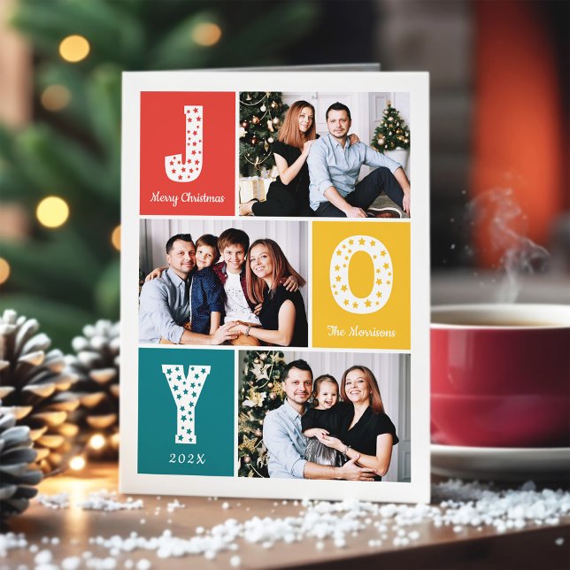 JOY Typography Modern God jul 3 Photo Helgkort (Skapare uppladdad)
