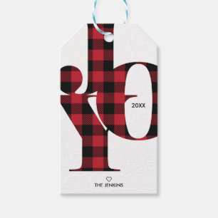 Joy Typography Red Buffalo Pached Helgdag Presentetikett