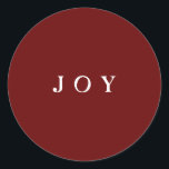 JOY Typography Red Simple Modern Helgdag Runt Klistermärke<br><div class="desc">JOY Script-kuvert eller GILT Wrap Red Classic Round-etikett. Matchningskort och kuvert finns tillgängligt.</div>