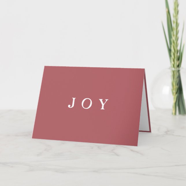 JOY Typography Rosa Simple Modern Helgdag Card Helgkort (Framsida)