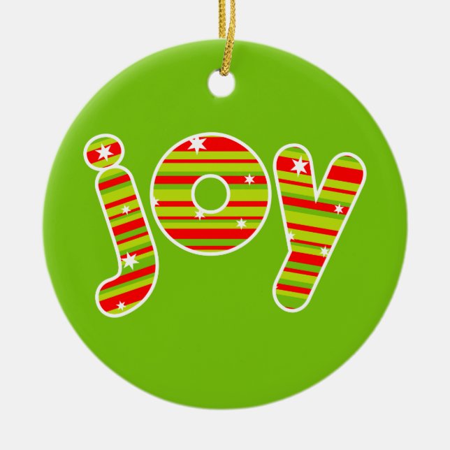 JOY vid jul, Red & Grönt Rand Julgransprydnad Keramik (Framsidan)