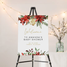 JOY Vinter Poinsettia Högtid Baby Shower Välkommen