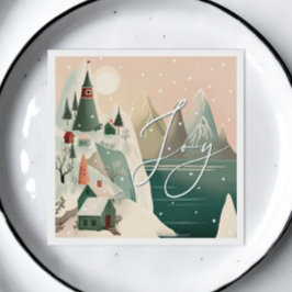 Joy. Vinterbergsbylandskapet vid jul Pappersservett