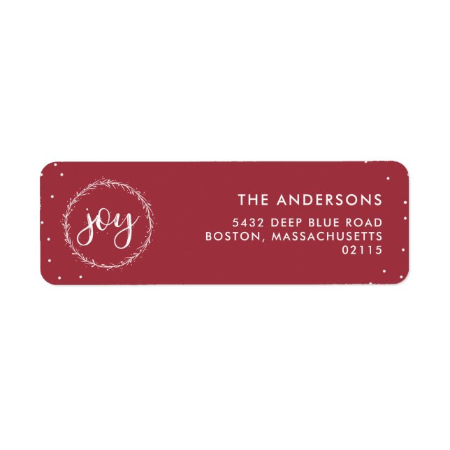 Joy WAN - Red & White Helgdag Returadress Etikett (Framsidan)