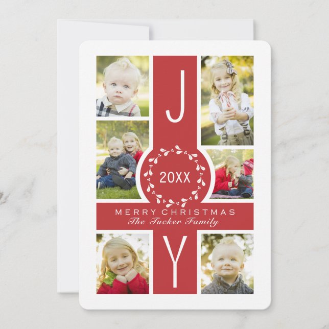 Joy Wandeo Monogram jul Collage Photo Card Julkort (Framsida)