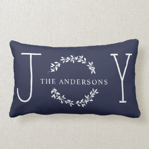 Joy WandeWhite Modern Monogram Juldag Helgdag Lumbarkudde