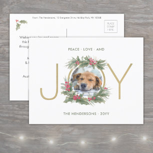 JOY Watercolor jul Wandeand Anpassningsbar Photo G Helg Vykort