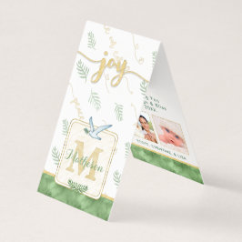 JOY Watercolor Monogram Foled Photo Gift-Märkre Kort