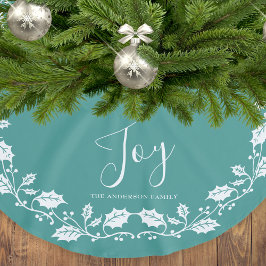 Joy White Holly Teal jul Julgransmatta Borstad Polyester