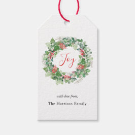 Joy Winter Berries och Greenery God Jul-andedräkte Presentetikett
