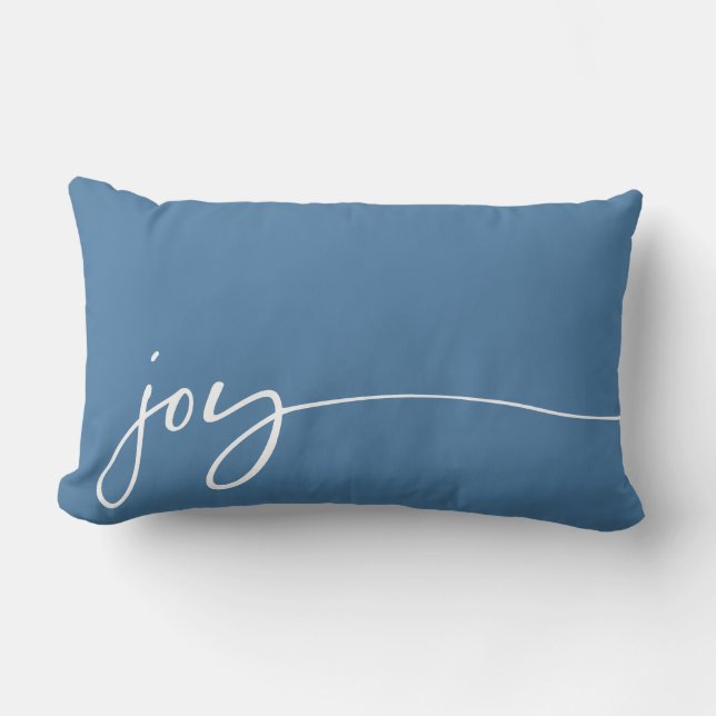 Joy Winter Blue Elegant Calligraphy-skript Lumbarkudde (Framsida)