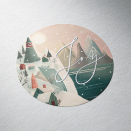 Joy Winter Mountain Village | Juli-Helgdag Runt Klistermärke