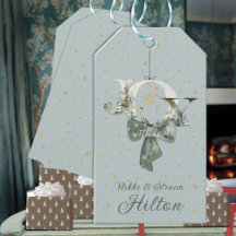 Joy Winter Woodland Forest Lettering Guld Snö