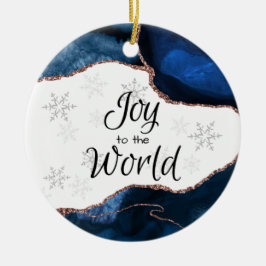 Joy World Elegant Blue Guld Glitter Geode Julgransprydnad Keramik