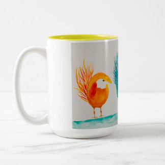 Joyce är Whimsical Birds! Mugg med vattenfärg