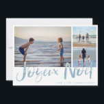 Joyeaux Noel Beach Photo Julkort - Helgdag<br><div class="desc">Konstruktionskort för foto av typ "Joyeux Noel" på stranden av familjen tre. Anpassad med tre av dina favoritfoton,  hälsning och namn i familjen.</div>
