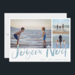 Joyeaux Noel Beach Photo Julkort - Helgdag<br><div class="desc">Konstruktionskort för foto av typ "Joyeux Noel" på stranden av familjen tre. Anpassad med tre av dina favoritfoton,  hälsning och namn i familjen.</div>
