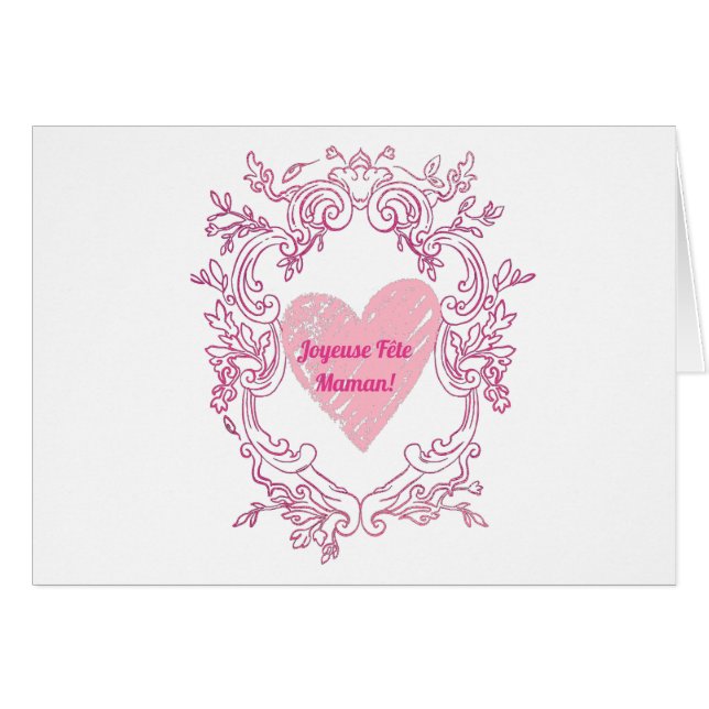 Joyeuse fête maman hälsningskort (Framsidan Horizontal)