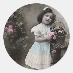 "Joyeuse Fete" Vintage Fransk jul Runt Klistermärke