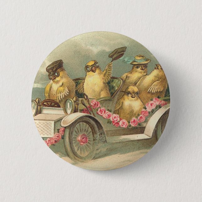 Joyeuses Pâques Cute Vintage Påsk Knapp (Framsida)