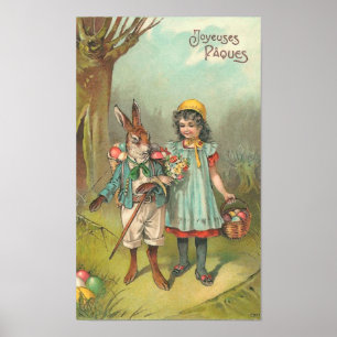 Joyeuses Pâques Cute Vintage Påsk Poster