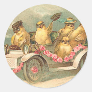 Joyeuses Pâques Cute Vintage Påsk Runt Klistermärke
