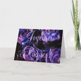 Joyeuses Pâques Fransk Påsk Lila Ro Flowers Helgkort