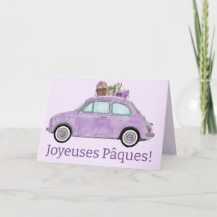 Joyeuses Pâques Fransk Påsk Retro Fiat 500 Helgkort