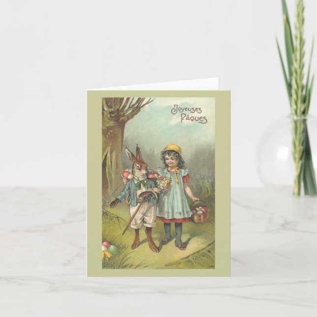 Joyeuses Pâques gullig vintagepåsk Helgkort (Framsida)