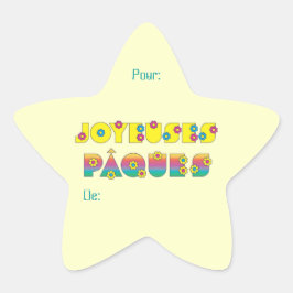 Joyeuses Pâques Stjärnformat Klistermärke