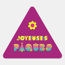 Joyeuses Pâques Triangelformat Klistermärke