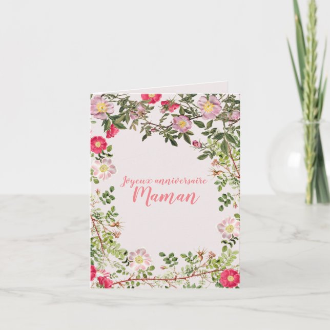 Joyeux anniversaire bouquet de fleurs kort (Framsida)