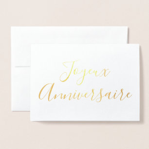 Joyeux Anniversaire calligraphy Gold Foil Card Folierat Kort