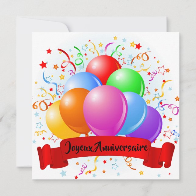 Joyeux Anniversaire Fransk Birthday Kort (Framsida)