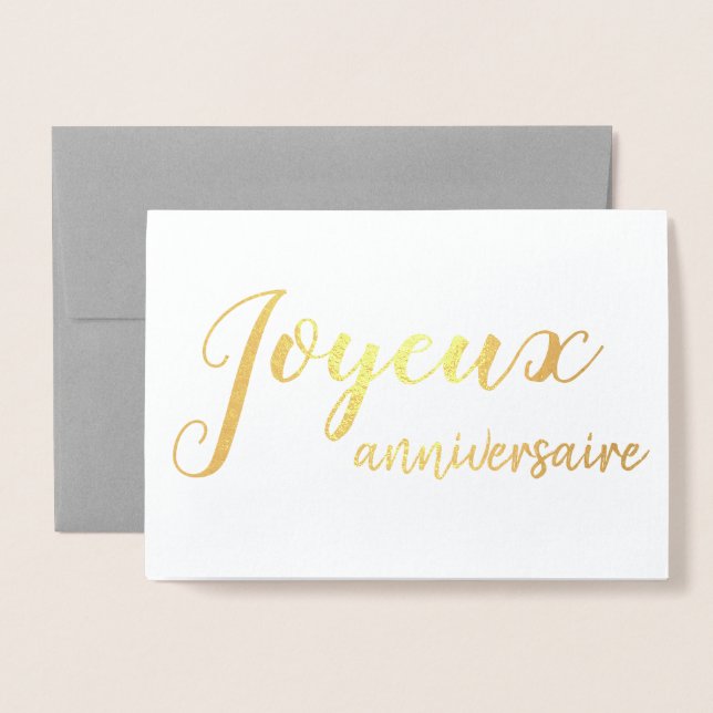 Joyeux Anniversaire Fransk Grattis på födelsedagen Folierat Kort (Framsida med kuvert)
