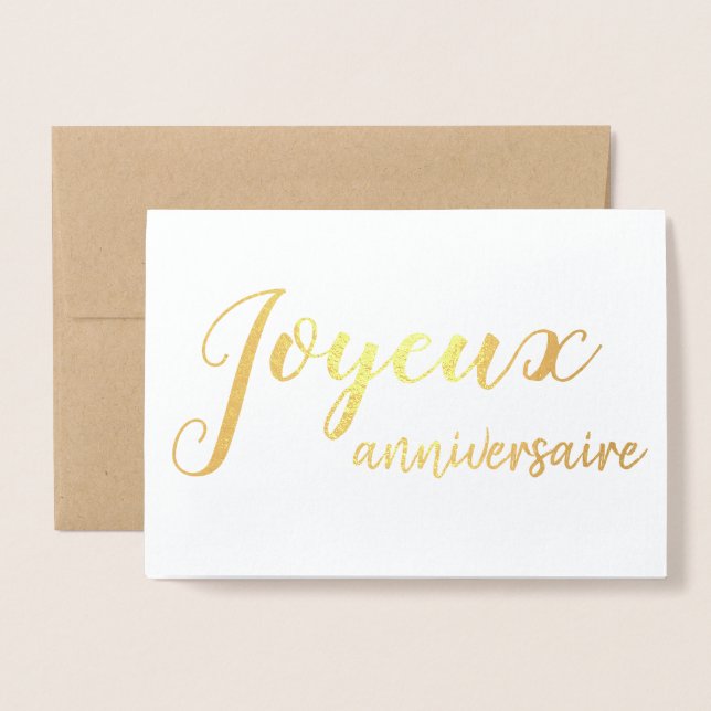 Joyeux Anniversaire Fransk Grattis på födelsedagen Folierat Kort (Framsida med kuvert)