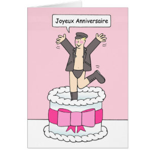 Joyeux Anniversaire, glad fransk födelsedagHumor. Hälsningskort