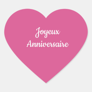 joyeux anniversaire hjärtformat klistermärke
