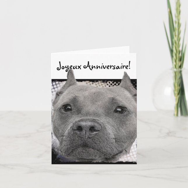 Joyeux Anniversaire Pitbull Hund Greeting-kort Kort (Framsida)