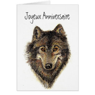 Joyeux anniversaire, Varg, Vargar, Vild, natur, Hälsningskort