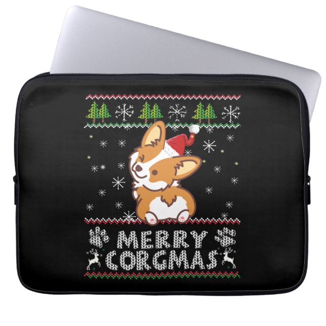 Joyeux Corgmas Noel Corgi Laptop Fodral (Framsidan)